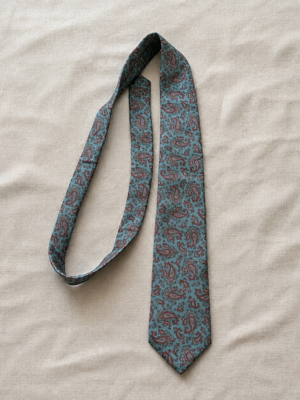 Vintage Kuppenheimer Men’s Club Paisley Silk Tie Blue Burgundy Madr in Italy